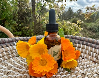 Organic Calendula Tincture, Small-Batch Herbal Extract, 1oz