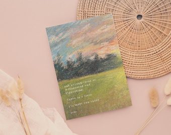 Rumi Quote Print, Vintage Meadow Illustration, Linen Paper