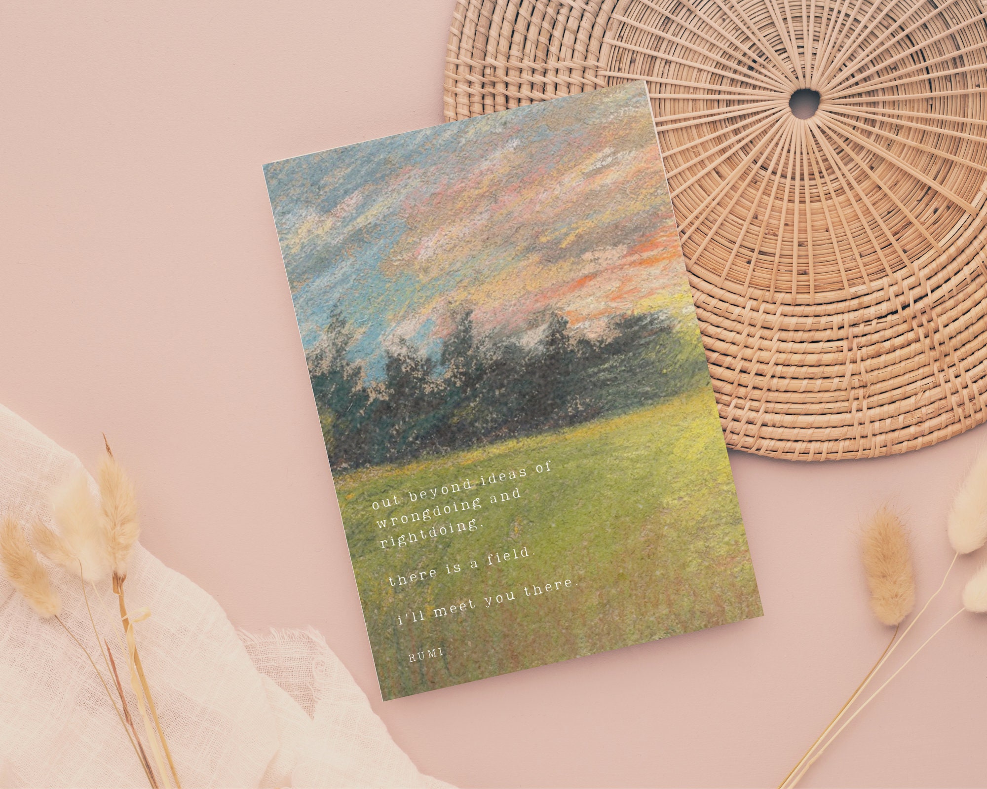 Printing Rumi Rumi Quote Print, Vintage Meadow Illustration, Linen Paper - Etsy