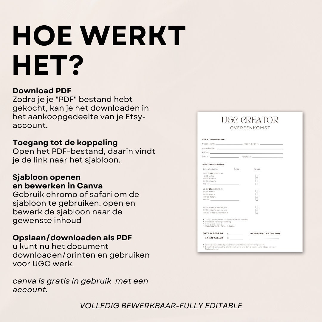 Dutch UGC Creator Contract Template - Ugcdesign - Etsy