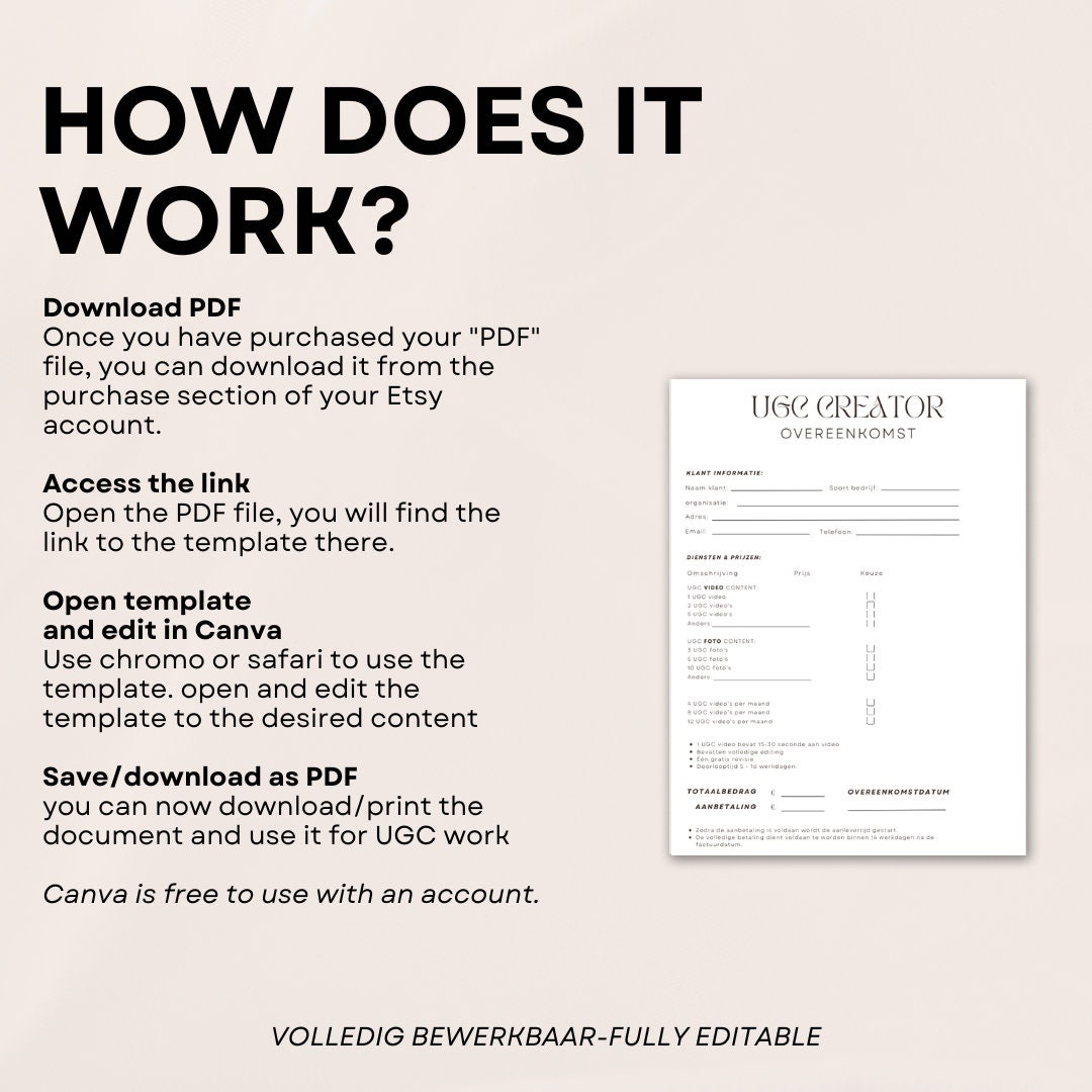 Dutch UGC Creator Contract Template - Ugcdesign - Etsy