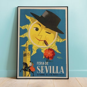 Feria de Sevilla 1965 Poster, Vintage Poster, Digitally Remastered Replica Travel Posters, Nostalgic Wall Art, Vintage Home Decor