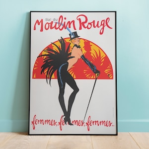 Póster de Bal au Moulin Rouge, póster retro, arte de pared, estilo retro, pósteres de cabaret vintage, decoración del hogar, impresiones vintage, remasterizado digitalmente