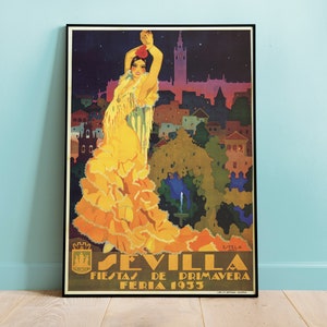 Póster de la Feria de Sevilla de 1933, póster vintage, réplicas de pósteres de viajes remasterizados digitalmente, arte mural nostálgico, decoración vintage para el hogar.
