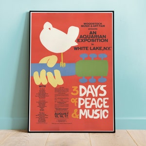 Woodstock Music and Art Fair White Lake Concert Poster, Poster Vintage, Arredamento per la casa, Arte murale, Poster retrò, Replica rimasterizzata digitalmente
