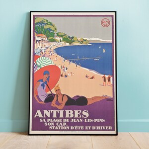 Antibes Travel Poster, Vintage French Poster, Art Nouveau Print, Advertisement Poster, Wall Art, Home Decor, Travel Prints