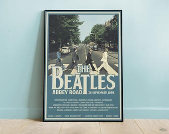 The Beatles Abbey Road 1969 Album Classic Poster, Vintage Wall Art, Music Poster, Home Decor, Wall Art, Retro Music Poster, REPLICA