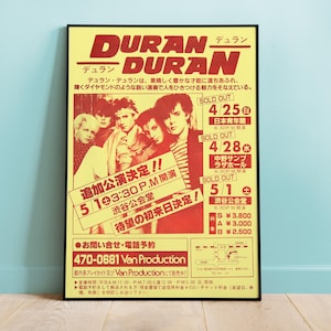 Poster del concerto dei Duran Duran in Giappone, stampa artistica da parete retrò, poster di musica retrò, arredamento per la casa, arte murale, poster di musica retrò