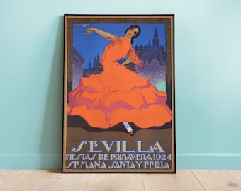 Feria de Sevilla 1924 Poster, Vintage Poster, Digitally Remastered Replica Travel Posters, Nostalgic Wall Art, Vintage Home Decor
