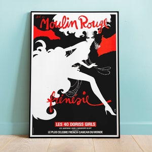 Bal au Moulin Rouge Poster, Retro Poster, Wall Art, Retro Style, Vintage Cabaret Posters, Home Decor, Vintage Prints, Digitally Remastered