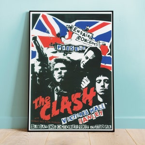 Impresión de póster del concierto de The Clash en el Victoria Hall, arte mural retro, póster de concierto retro, decoración del hogar, arte mural, póster de música retro, réplica digital