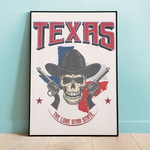 Póster del estado de Texas, póster del estado de la estrella solitaria, arte mural de Texas, decoración del hogar, orgullo de Texas
