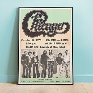 Póster de concierto vintage de la banda de Chicago de Rhode Island, arte mural vintage, póster musical vintage, réplica de póster de concierto, idea de decoración del hogar