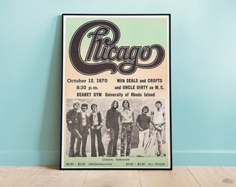 Chicago Band Rhode Island Vintage Konzert Poster, Vintage Wandkunst, Vintage Musik Poster, Wandkunst, Replik Konzert Poster, Home Decor idee