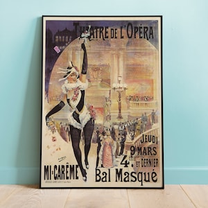 Baile de H. Gray en el Teatro de la Ópera de París, Affiche de Bal Masque théâtre de l'Opéra a Paris 1898, réplica impresa remasterizada digitalmente