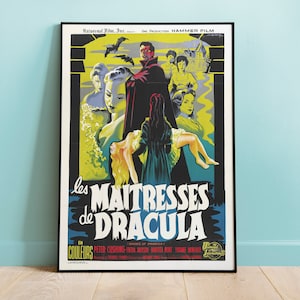 Locandina del film Le spose di Dracula, replica del poster del film Les Maitresses de Dracula, locandina vintage del film, arte murale nostalgica, arredamento per la casa