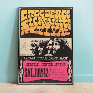 Creedence Clearwater Revival Seattle Concert Poster, CCR poster, Wall Art, Remastered Replica, Music Poster, Gig Poster