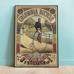 Columbia Bicycle Ad Poster: 1884 Vintage Cycling Art Print