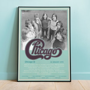 Póster del álbum Chicago II de la banda de Chicago, arte mural vintage, póster de música retro, arte mural, réplica de póster de concierto, idea de decoración del hogar