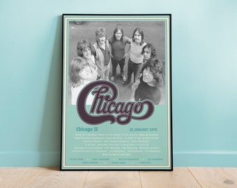 Chicago Band Chicago II Album Poster, Vintage Wall Art, Retro Music Poster, Wall Art, Replica Concert Poster, Home Decor idea