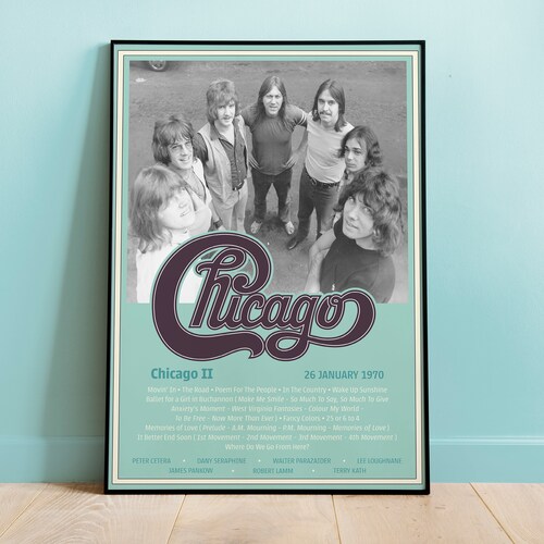 Chicago Band Chicago II Album Poster, Vintage Wall Art Chicago Band Chicago II Album Poster, Vintage Wall Art