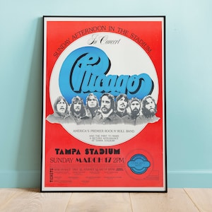 Manifesto del concerto vintage della Chicago Band Tampa Stadium, arte murale vintage, poster musicale vintage, arte murale, replica del manifesto del concerto, idea per l'arredamento della casa