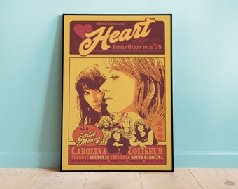 Heart The Band Little Queen Tour Print Vintage, Vintage Wall Art, Vintage Music Poster, Home Decor, Wall Art, Retro Music Poster
