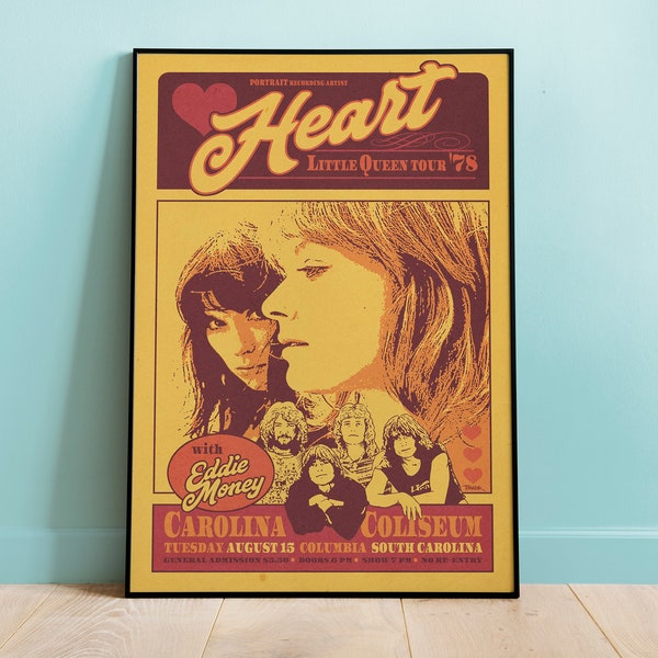 Heart The Band Little Queen Tour Print Vintage, Vintage Wall Art, Vintage Music Poster, Home Decor, Wall Art, Retro Music Poster