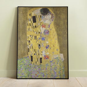 El beso de Gustav Klimt (1907-1908), retrato moderno, impresión Art Nouveau, póster romántico, arte mural imprimible