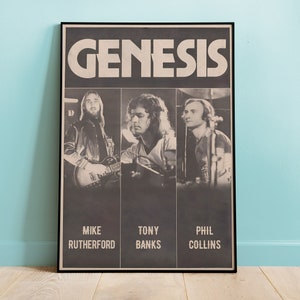 Impresión de póster de Génesis, arte mural retro, póster de música retro, decoración del hogar, arte mural, póster de música retro