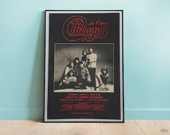 Chicago Band Concert Poster, Vintage Wall Art, Vintage Music Poster, Wall Art, Replica Concert Poster, Home Decor idea