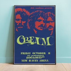 Poster del concerto dei Cream New Haven Arena, arredamento per la casa, arte murale, poster musicale, poster di musica rock, arte musicale, replica rimasterizzata digitalmente