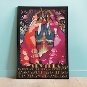 Feria de Sevilla 1930 Poster, Vintage Poster, Digitally Remastered Replica Travel Posters, Nostalgic Wall Art, Vintage Home Decor
