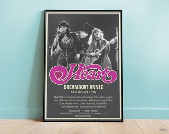 Heart The Band Dreamboat Annie Album Poster, Vintage Wall Art, Vintage Music Poster, Home Decor, Wall Art, Retro Music Poster, 14 February