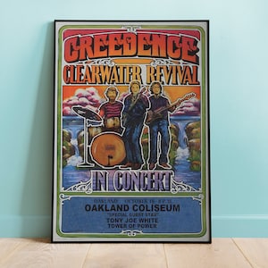 Póster del concierto de Creedence Clearwater Revival, póster de CCR, arte mural retro, réplica remasterizada digitalmente, decoración del hogar, arte mural, póster musical
