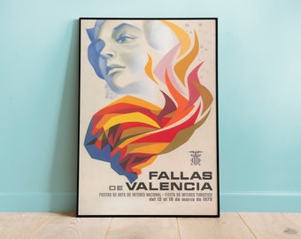 Fallas de Valencia 1979 Poster, Vintage Poster, Digitally Remastered Replica Travel Posters, Gran Feria Spanish Culture, Vintage Home Decor