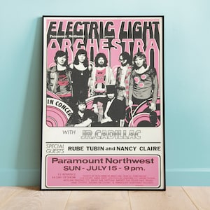 Stampa concerto Electric Light Orchestra, arte murale retrò, poster musicale retrò, arredamento per la casa, arte murale, poster musicale retrò, poster ELO