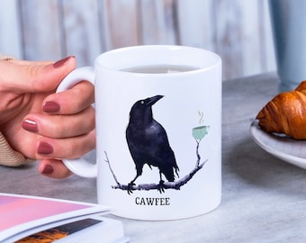 Cawfee Crow Mug Bird Gift Crow Gift Gothic Mug Crow Art Raven Gift Crow Coffee Mug Cawfee Cup Bird Lover Gift Gift Funny Coffee Mug