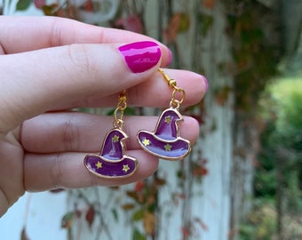 Witch Hat Enamel Dangle Earrings