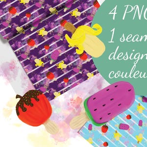 Design sans couture et clipart pour loisir créatif: Impression, création de design, etc. Summer vibes popsicles.
