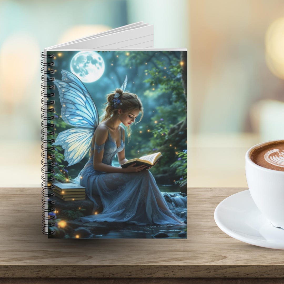 Moonlit Fairy Reading Spiral Notebook | Ruled Journal - Etsy