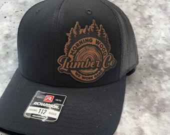 Morning Wood Lumber Co. Trucker Hat, Leatherette Patch Snapback