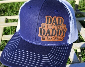 Funny Dad Trucker Hat – "Dad in the Streets" Leather Patch Cap