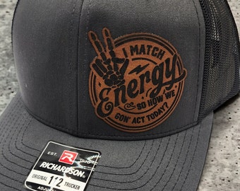 I Match Energy Leather Patch Trucker Hat | Snapback Baseball Cap