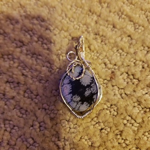 Handmade Snowflake Obsidian Pendant
