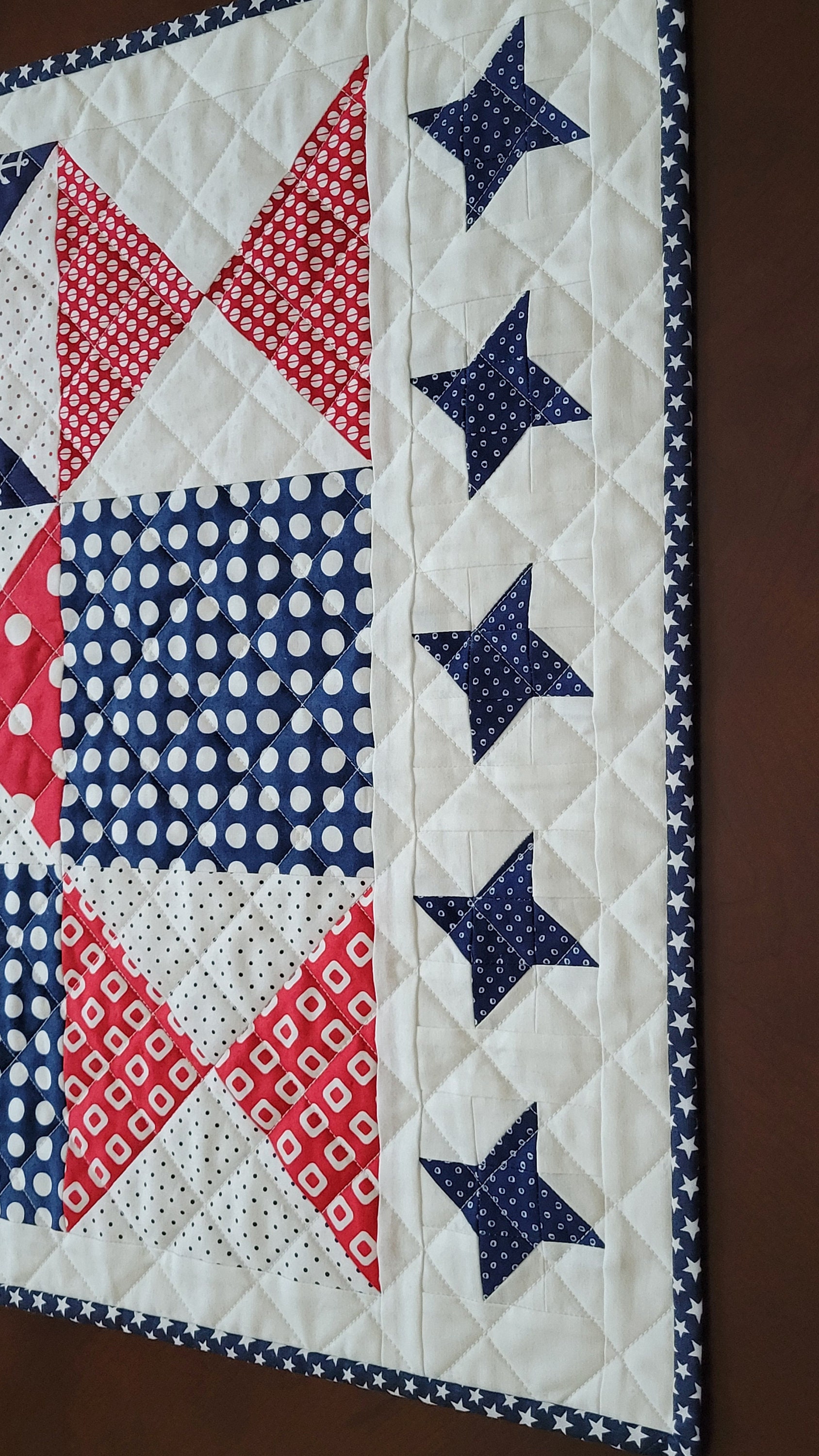 Patriotic Stars Red White Blue Table Runner Wall Art Decor Bench Runner ...