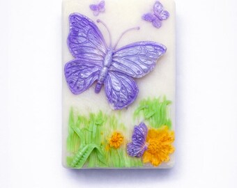 Butterfly Goat Milk Soap, Floral Spring Soap, Butterfly Gift Soap, Nature Inspired Soap, Handmade Bath Soap