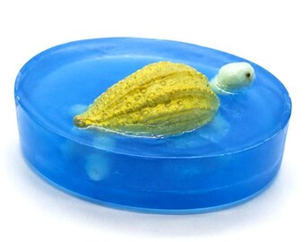 Sea Turtle Soap | Ocean Inspired Handmade Glycerin Soap | Coastal Bathroom Decor | Beach Theme Soap Gift | Blue Turtle Soap