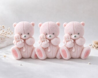 Set of 3 Teddy Bear Soaps, Goat Milk, Baby Shower Favor, Party Gift