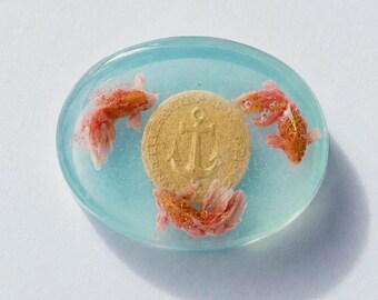 Lucky Koi Fish Soap | Handmade Goat Milk & Glycerin Soap | Prosperity Soap Bar | Gold Coin Soap | Unique Gift for Him or Her